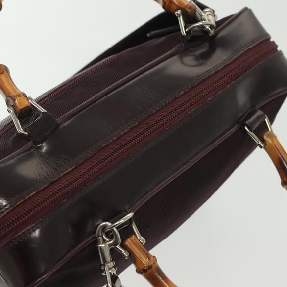 GUCCI Bamboo Hand Bag Nylon Black Silver 000 000 - Picture 4 of 13